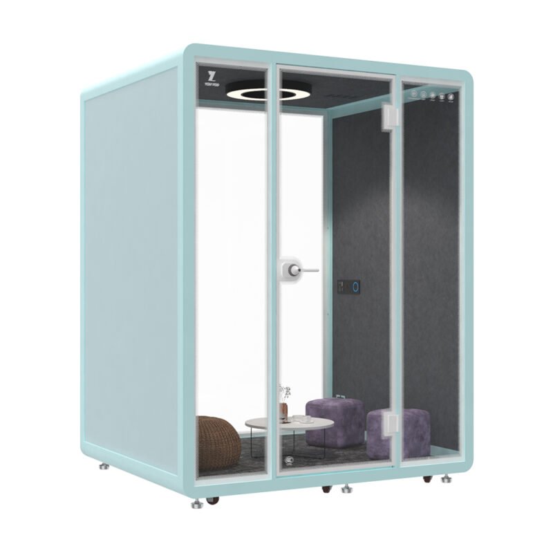 Customized Kiosk Booth Soundproof Seating Meeting Pod Soundproof Booth Telephone Box with USB Socket and air Purification System - Image 4