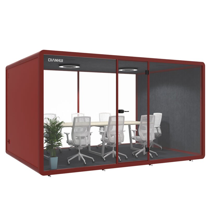Customized Pod Read Telephone Booth Office Soundproof Booth Vocal Pod Meeting Pod Soundproof Booth Sofa with Table - Image 1