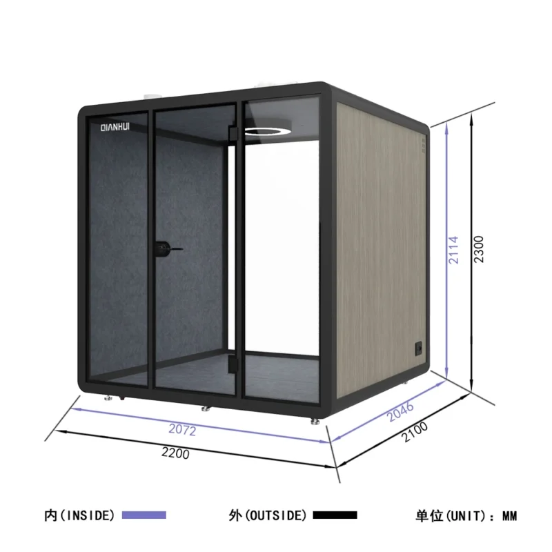 Portable Soundproof Booth Meeting Pods with 4000K Natural Light air Flowing Acoustic Panel Soundproof Glass in Mall - Image 5