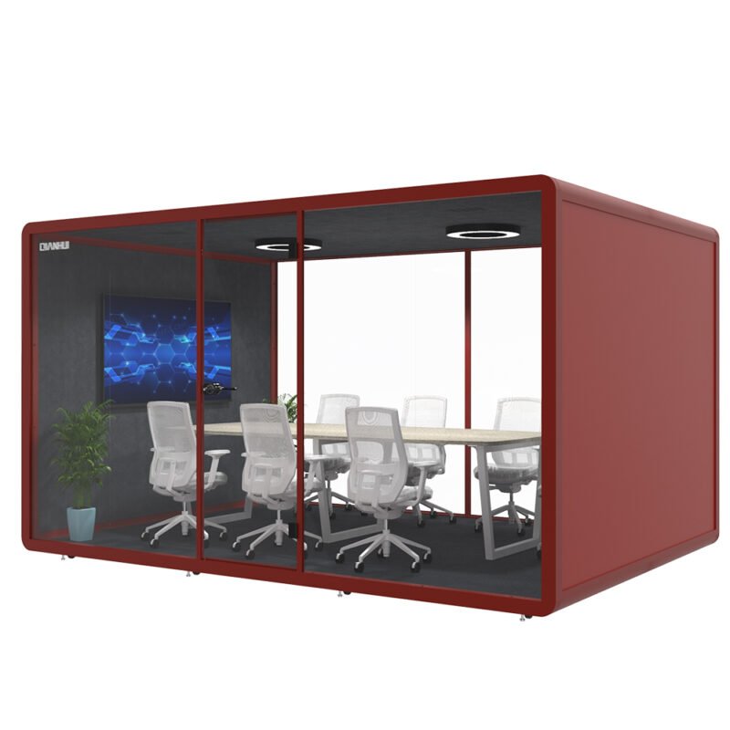 Customized Pod Read Telephone Booth Office Soundproof Booth Vocal Pod Meeting Pod Soundproof Booth Sofa with Table - Image 4