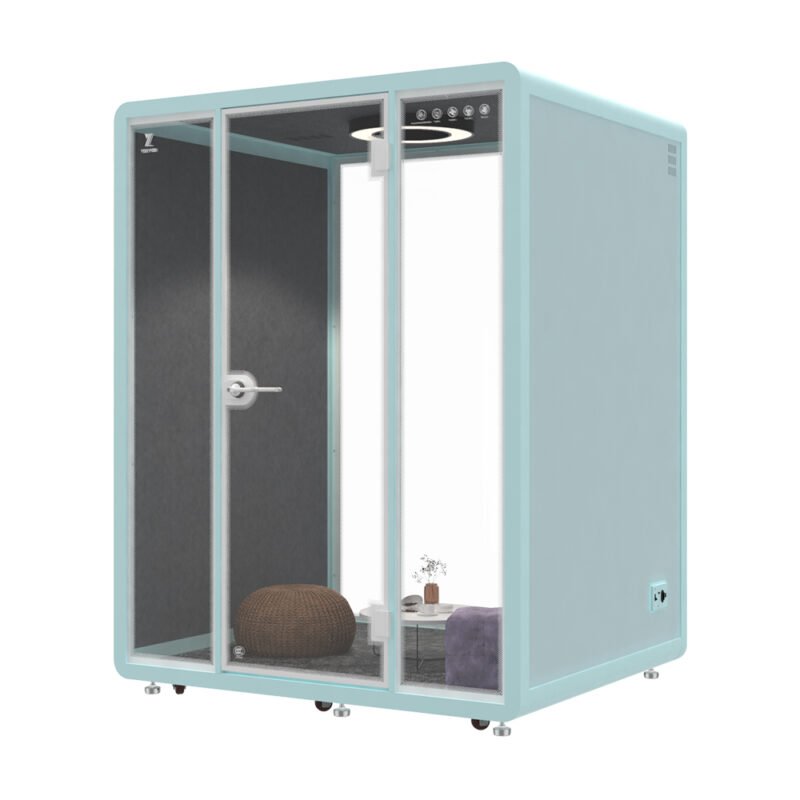 Customized Kiosk Booth Soundproof Seating Meeting Pod Soundproof Booth Telephone Box with USB Socket and air Purification System - Image 1