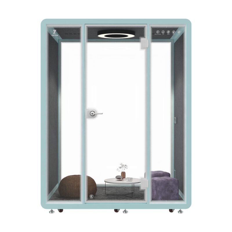 Customized Kiosk Booth Soundproof Seating Meeting Pod Soundproof Booth Telephone Box with USB Socket and air Purification System - Image 3